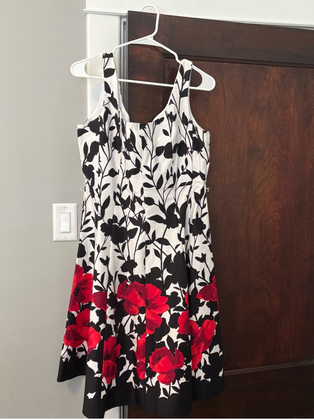 Jessica Howard Cotton Dress 14 Fit and Flare Sleeveless Floral Cocktail Wedding